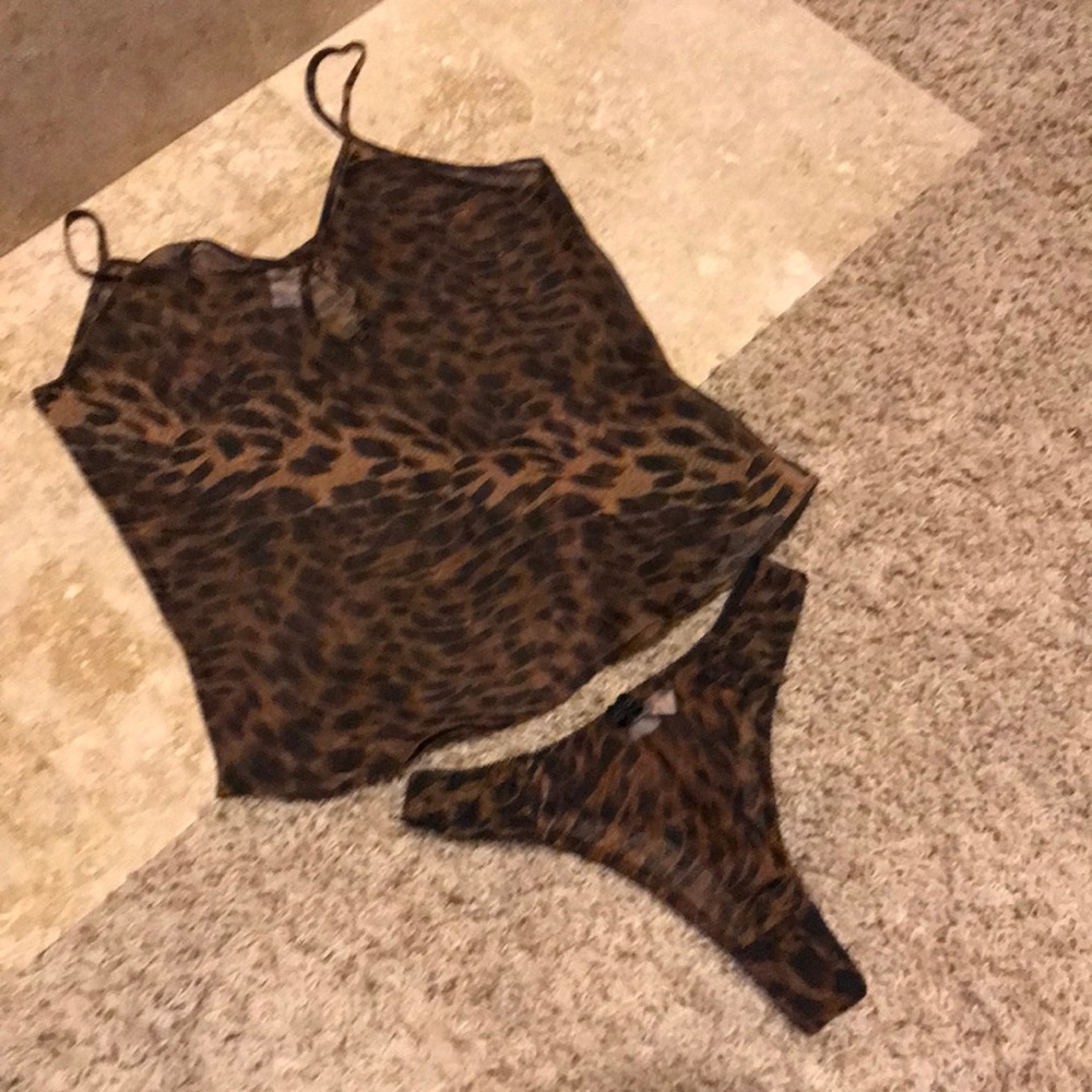 New Leopard Print Cami & Panty Set Size Medium